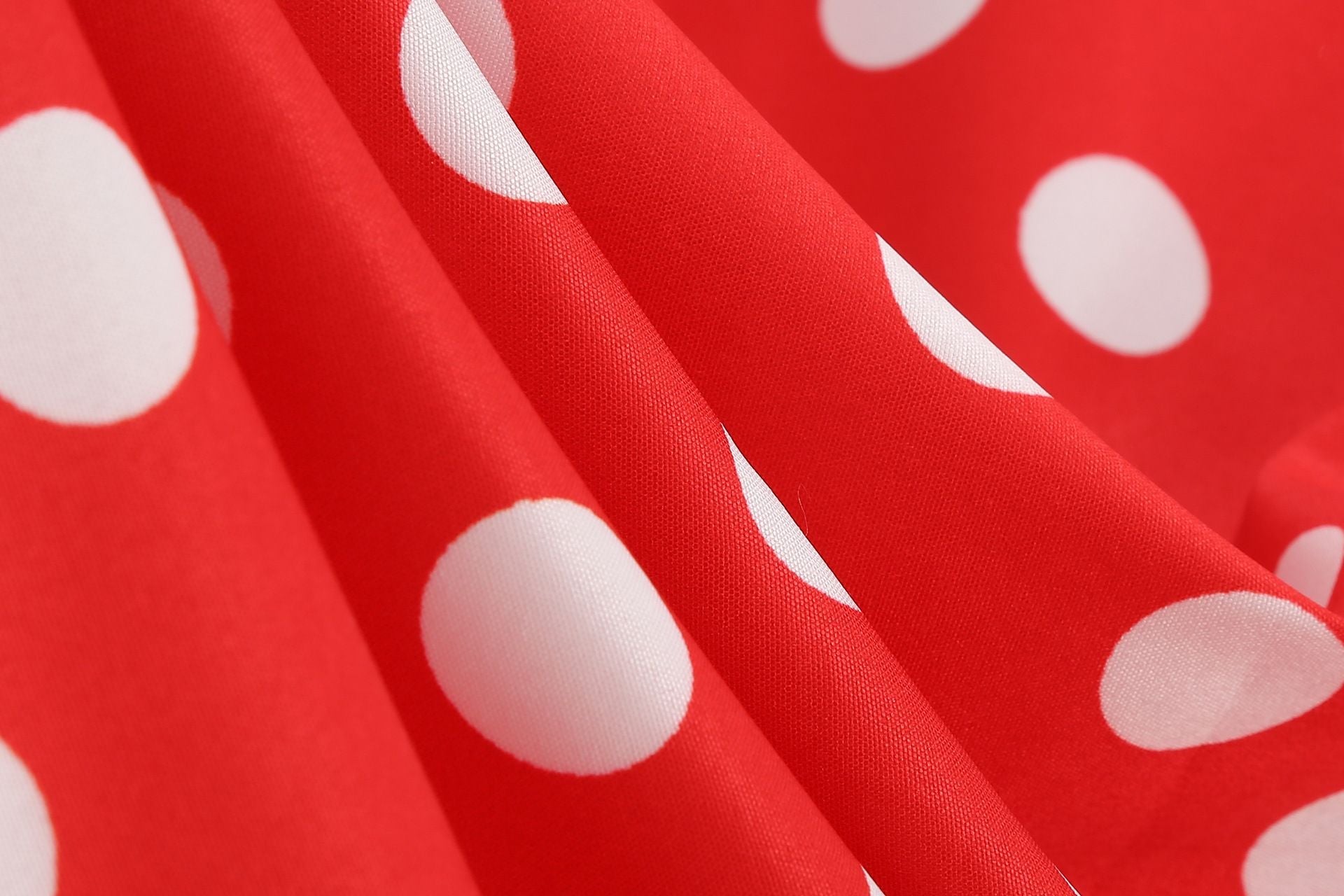 Women Vintage 50s 1950s Dress Square Neck A-line Polka Dot Swing Dresses Red