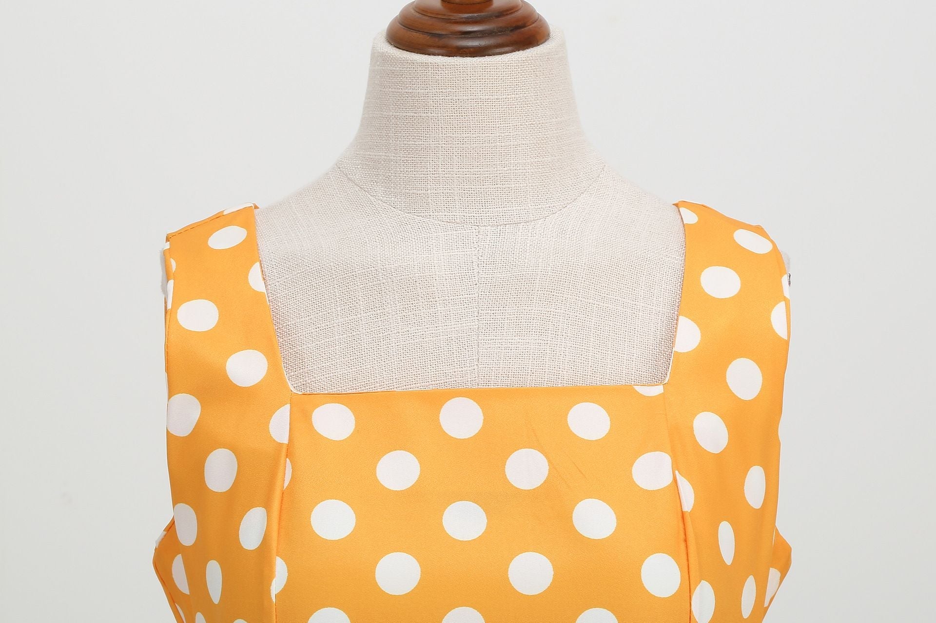 Women Vintage 50s 1950s Dress Square Neck A-line Polka Dot Swing Dresses Yellow