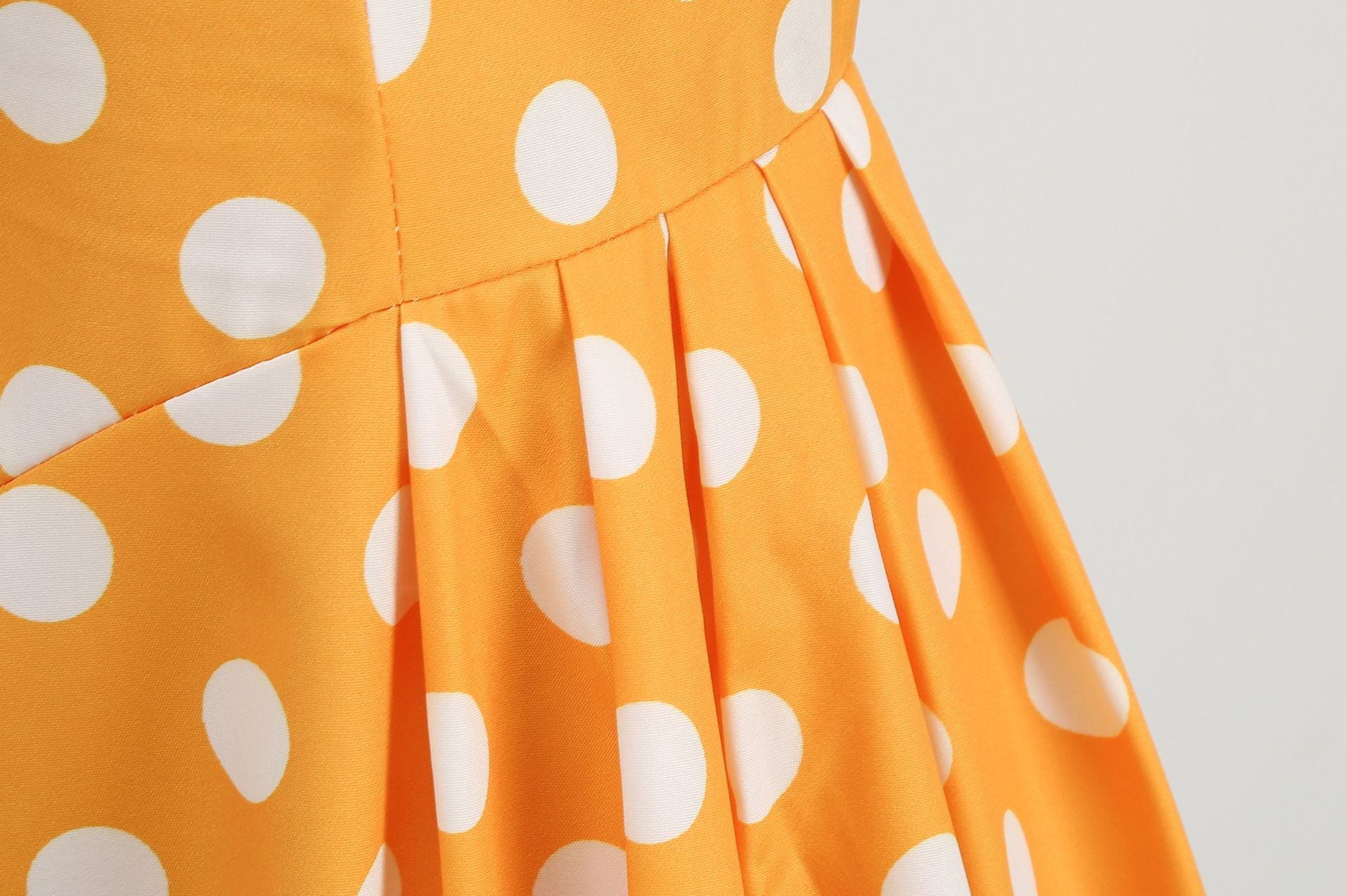 Women Vintage 50s 1950s Dress Square Neck A-line Polka Dot Swing Dresses Yellow