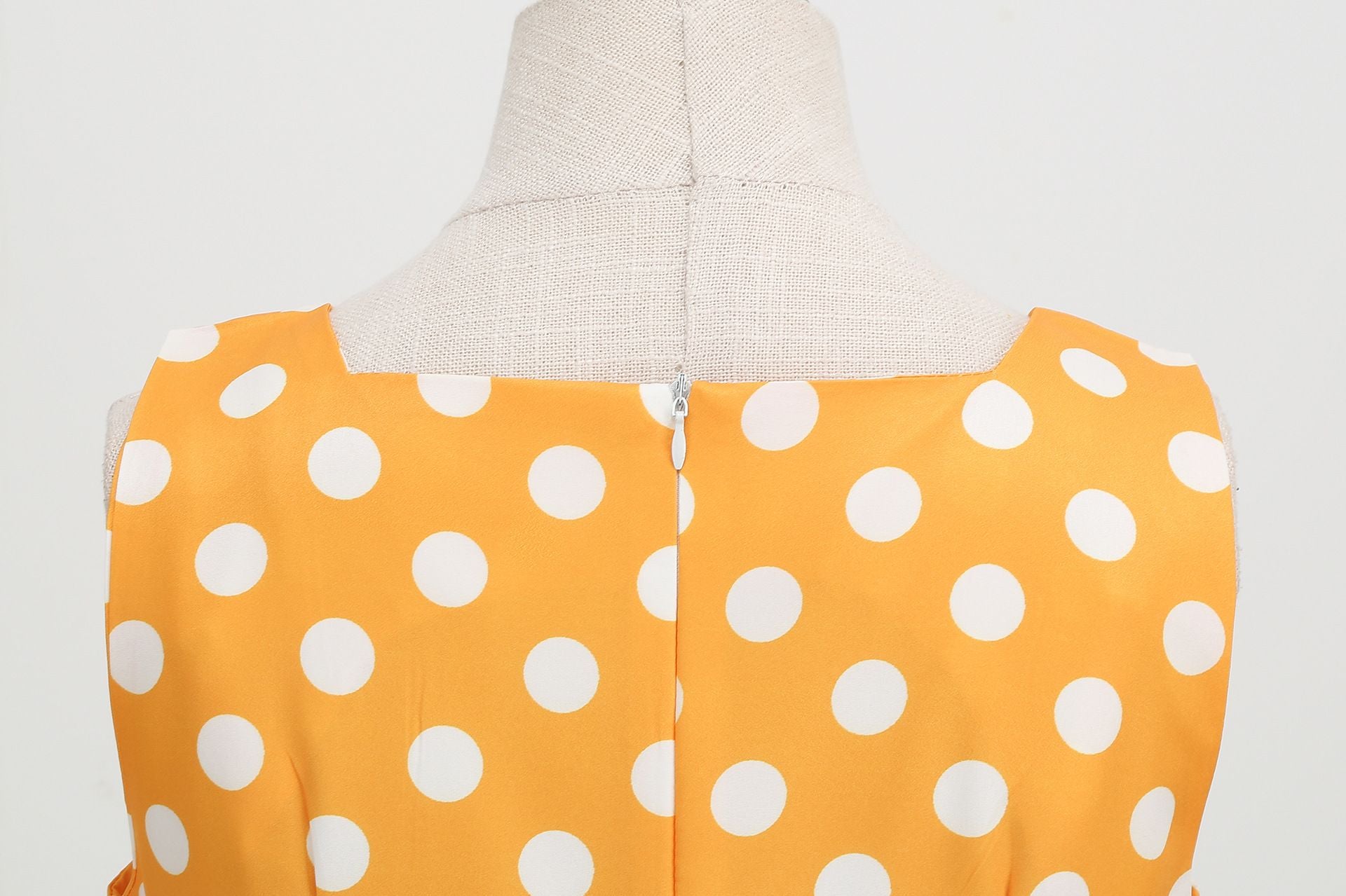Women Vintage 50s 1950s Dress Square Neck A-line Polka Dot Swing Dresses Yellow