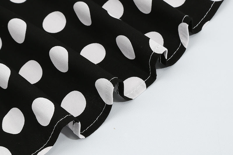 Women Vintage 50s 60s Polka Dot Swing A-line Evening Party Cocktail Dresses Black