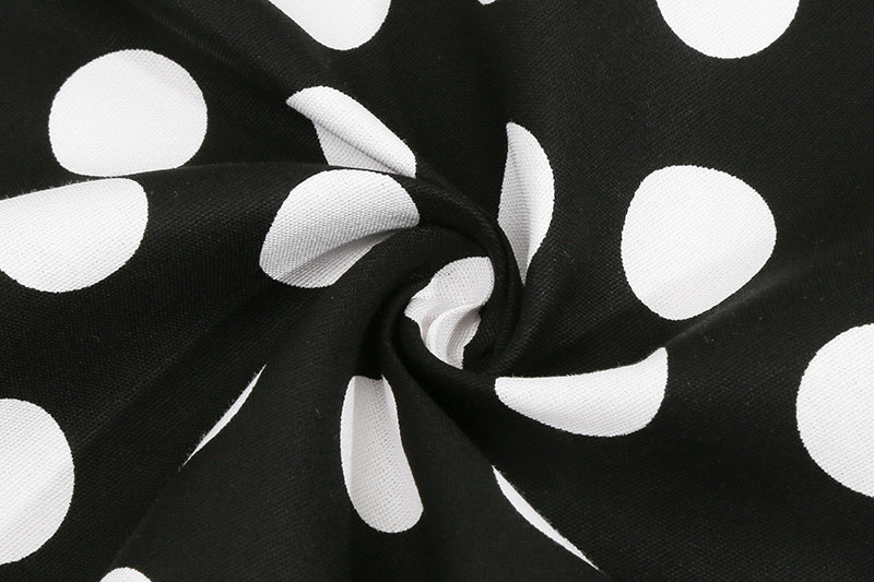 Women Vintage 50s 60s Polka Dot Swing A-line Evening Party Cocktail Dresses Black