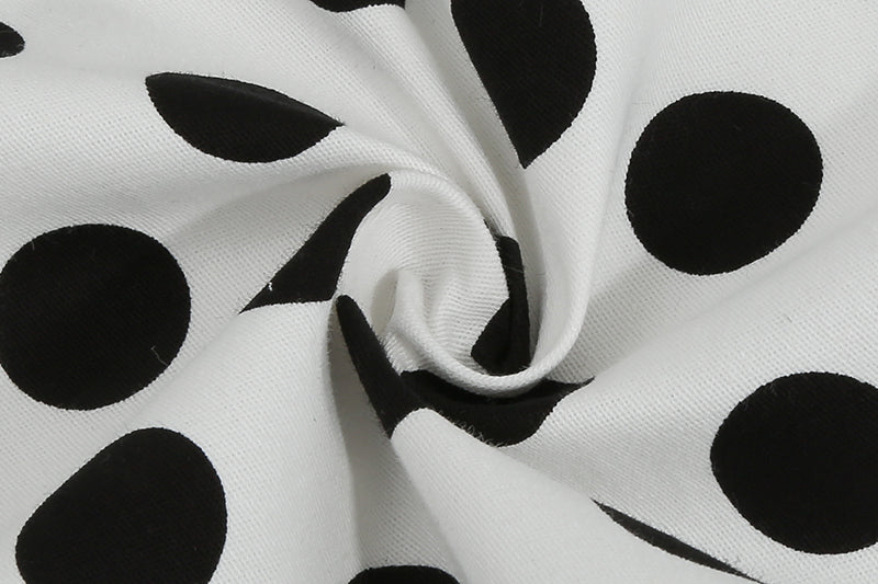 Women Vintage 50s 60s Polka Dot Swing A-line Evening Party Cocktail Dresses White