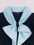 Women Vintage Buttons Down 50s A-Line Casual Prom Swing Dress Blue