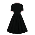 Women Vintage Buttons Down 50s A-Line Casual Prom Swing Dress Pink