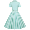 Women Vintage Cocktail Swing 60s Button up Prom Dress with Belt Sky
