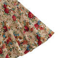 Women Vintage Floral Print A Line Midi Skirt 1950s Circle Skirts Beige