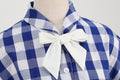 Women Vintage Pink Plaid Dress Buttons Down 50s Flared A-Line Swing Dress Pink Blue