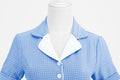 Women Vintage  Plaid Short Sleeve Dress with Belt Rockabilly Party 50S Swing Dress Blue