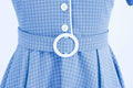 Women Vintage  Plaid Short Sleeve Dress with Belt Rockabilly Party 50S Swing Dress Blue