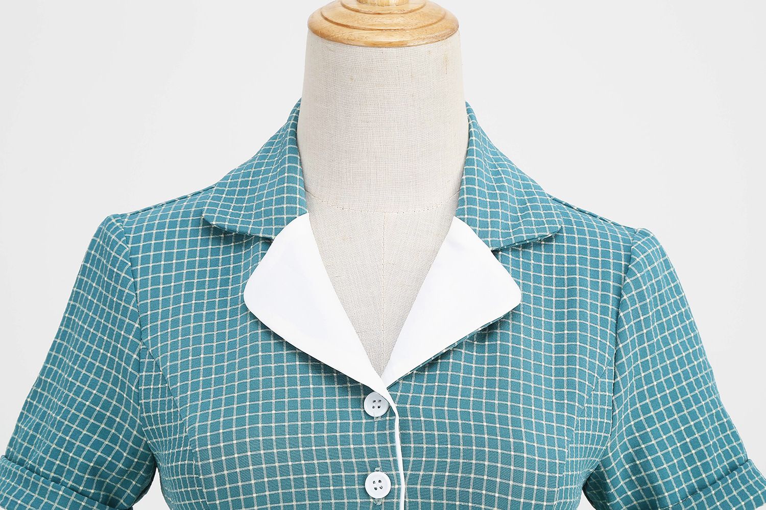 Women Vintage  Plaid Short Sleeve Dress with Belt Rockabilly Party 50S Swing Dress Green