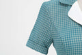 Women Vintage  Plaid Short Sleeve Dress with Belt Rockabilly Party 50S Swing Dress Green
