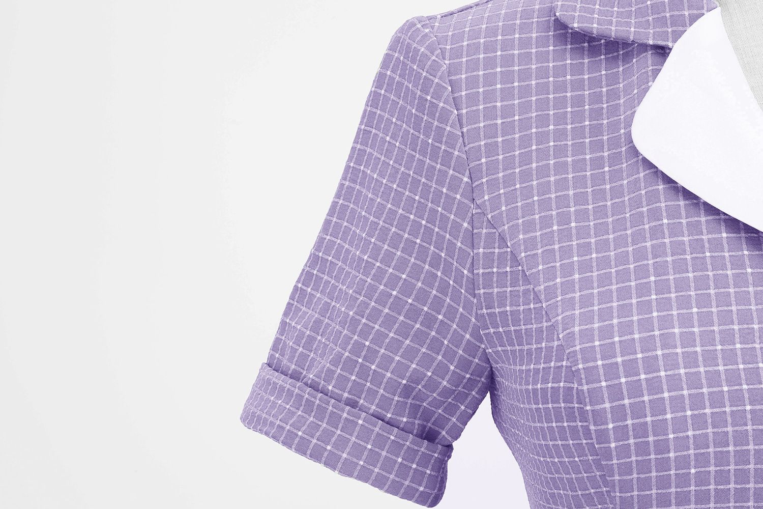 Women Vintage  Plaid Short Sleeve Dress with Belt Rockabilly Party 50S Swing Dress Purple