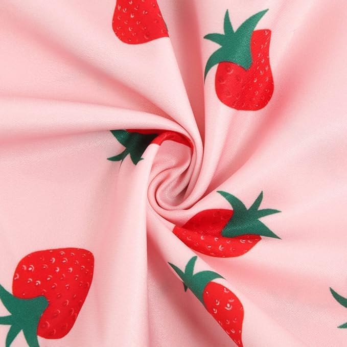 Women Vintage Rockabilly Dress 1950s Strawberry Cherry Party Dress Pink