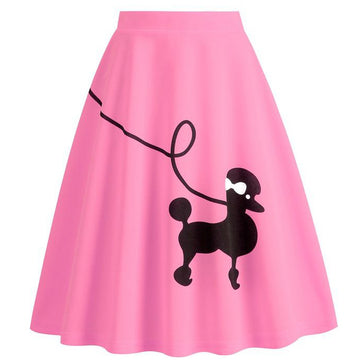 Women's 1950s Adult Poodle Skirt Costume Swing A-Line Pleated Skirt