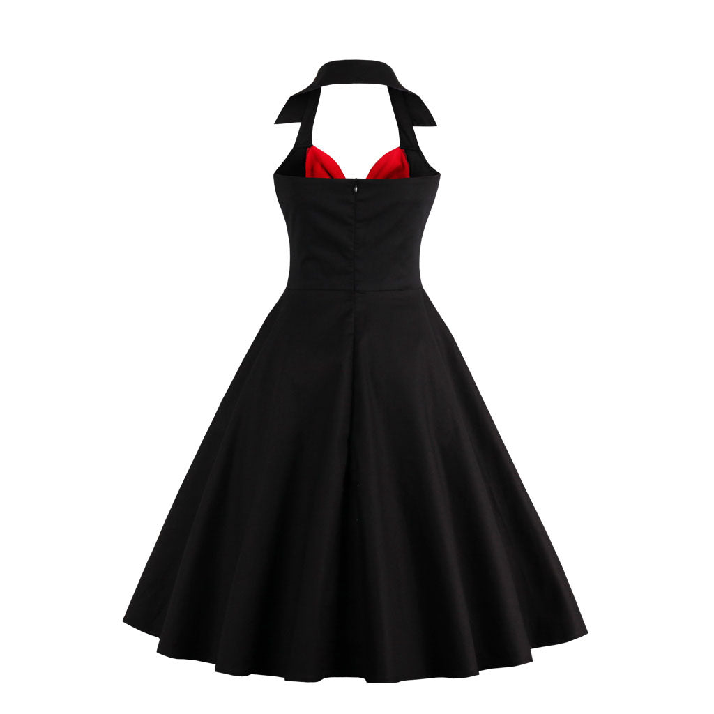 Women's Sleeveless V Neck Wrap A Line Midi Summer Halter Dress