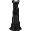 Womens 1920s Flapper Dress Vintage Gatsby Party Sequin Maxi Cocktail Dresses Black