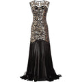 Womens 1920s Flapper Dress Vintage Gatsby Party Sequin Maxi Cocktail Dresses Gold