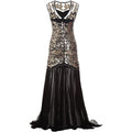 Womens 1920s Flapper Dress Vintage Gatsby Party Sequin Maxi Cocktail Dresses Gold