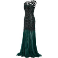 Womens 1920s Flapper Dress Vintage Gatsby Party Sequin Maxi Cocktail Dresses Green