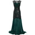 Womens 1920s Flapper Dress Vintage Gatsby Party Sequin Maxi Cocktail Dresses Green