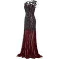 Womens 1920s Flapper Dress Vintage Gatsby Party Sequin Maxi Cocktail Dresses Red