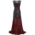 Womens 1920s Flapper Dress Vintage Gatsby Party Sequin Maxi Cocktail Dresses Red