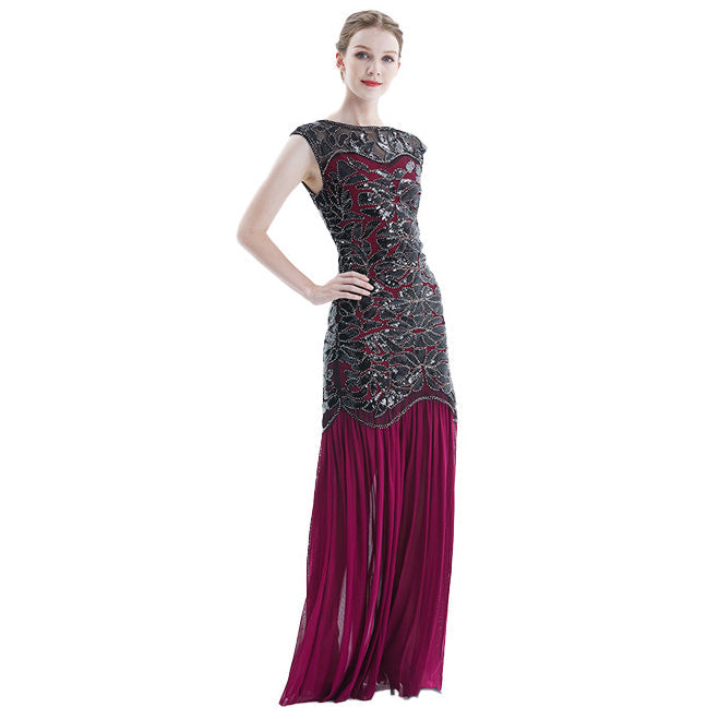 Womens 1920s Flapper Dress Vintage Gatsby Party Sequin Maxi Cocktail Dresses Red