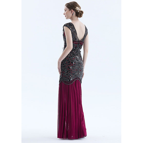 Womens 1920s Flapper Dress Vintage Gatsby Party Sequin Maxi Cocktail Dresses Red