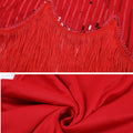 Womens 1920s Flapper Sequin Beads Roaring 20s Gatsby Costume Fringed Dress Red