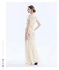 Womens 1920s Vintage Sequins Fringe Long Gatsby Flapper Gown Party Cocktail Dresses Beige