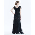 Womens 1920s Vintage Sequins Fringe Long Gatsby Flapper Gown Party Cocktail Dresses Black
