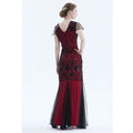 Womens 1920s Vintage Sequins Fringe Long Gatsby Flapper Gown Party Cocktail Dresses Red