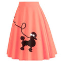 Womens 1950s Adult Poodle Skirt Costume Swing A-Line Pleated Skirt Orange