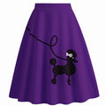 Womens 1950s Adult Poodle Skirt Costume Swing A-Line Pleated Skirt Purple