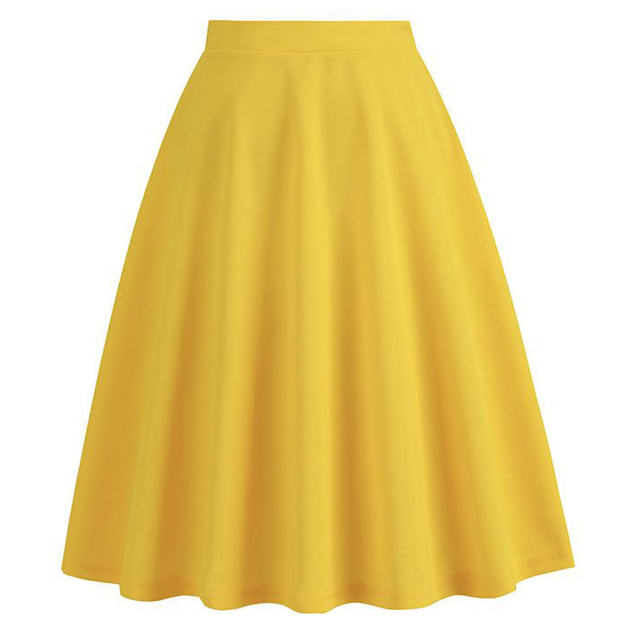 Womens 1950s Adult Poodle Skirt Costume Swing A-Line Pleated Skirt Yellow