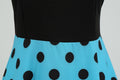 Womens 1950s Polka Dot Summer Dress Sleeveless V-Neck Elegant Vintage Party Dress Lake