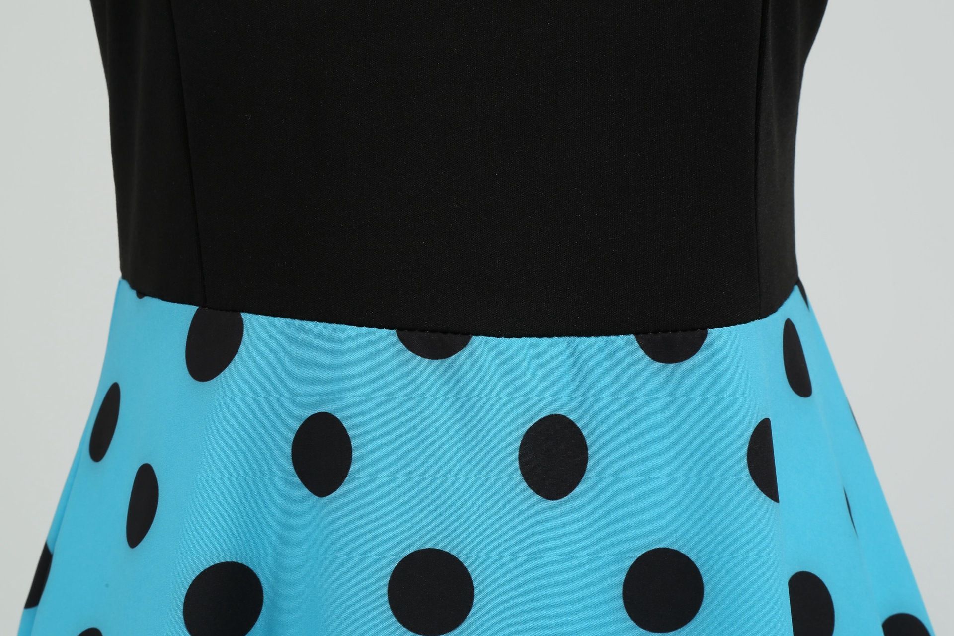 Womens 1950s Polka Dot Summer Dress Sleeveless V-Neck Elegant Vintage Party Dress Lake