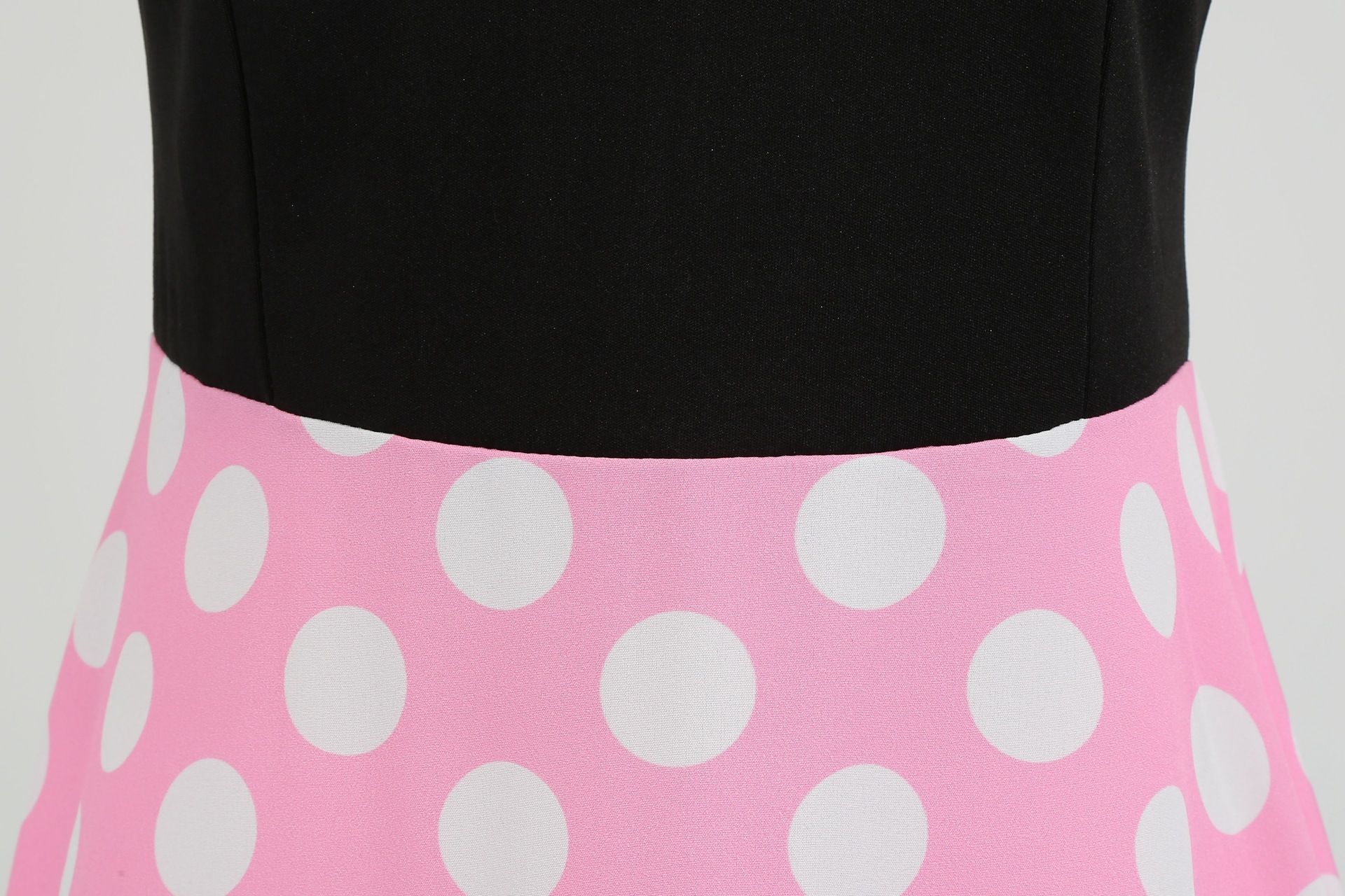 Womens 1950s Polka Dot Summer Dress Sleeveless V-Neck Elegant Vintage Party Dress Pink