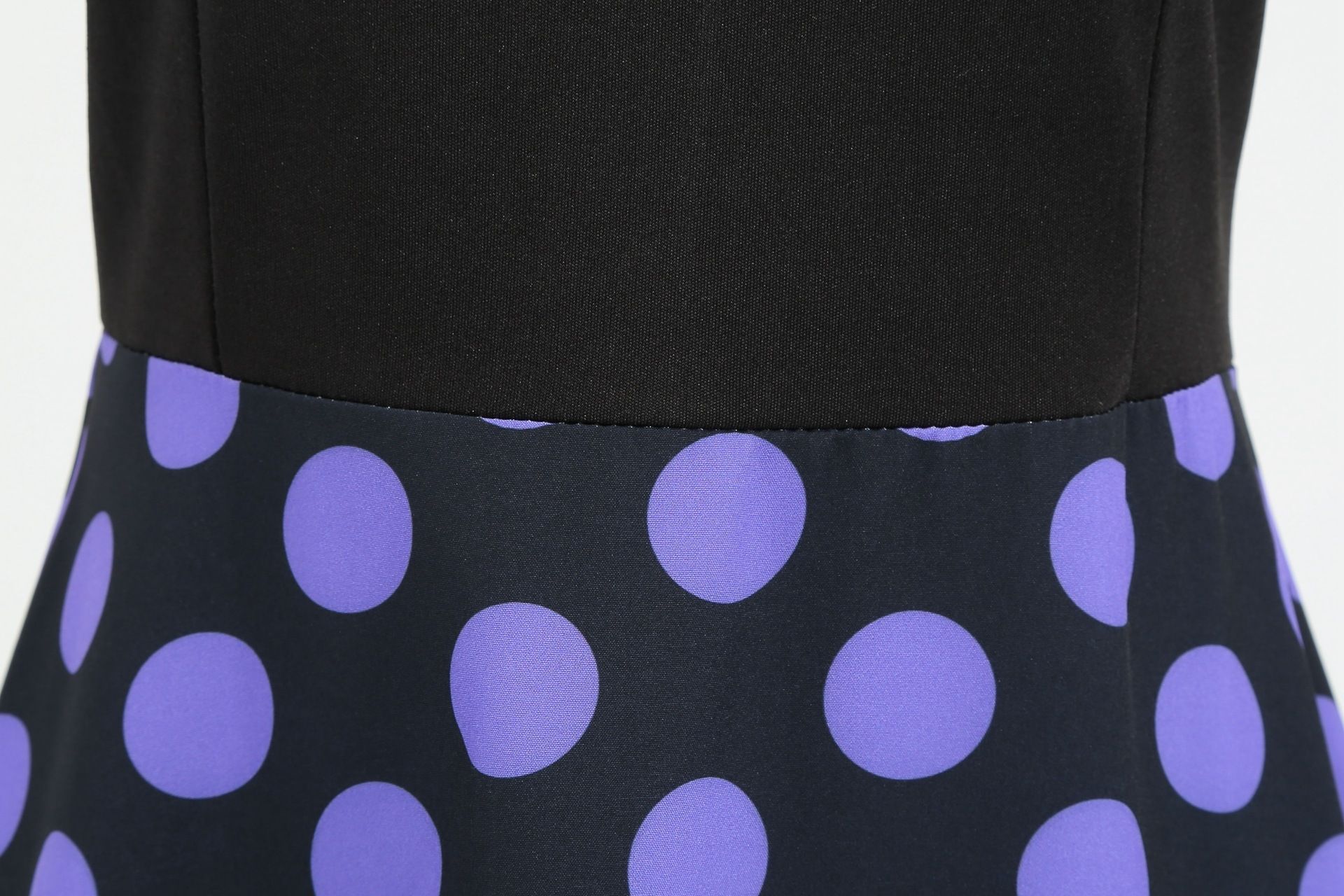 Womens 1950s Polka Dot Summer Dress Sleeveless V-Neck Elegant Vintage Party Dress Purple
