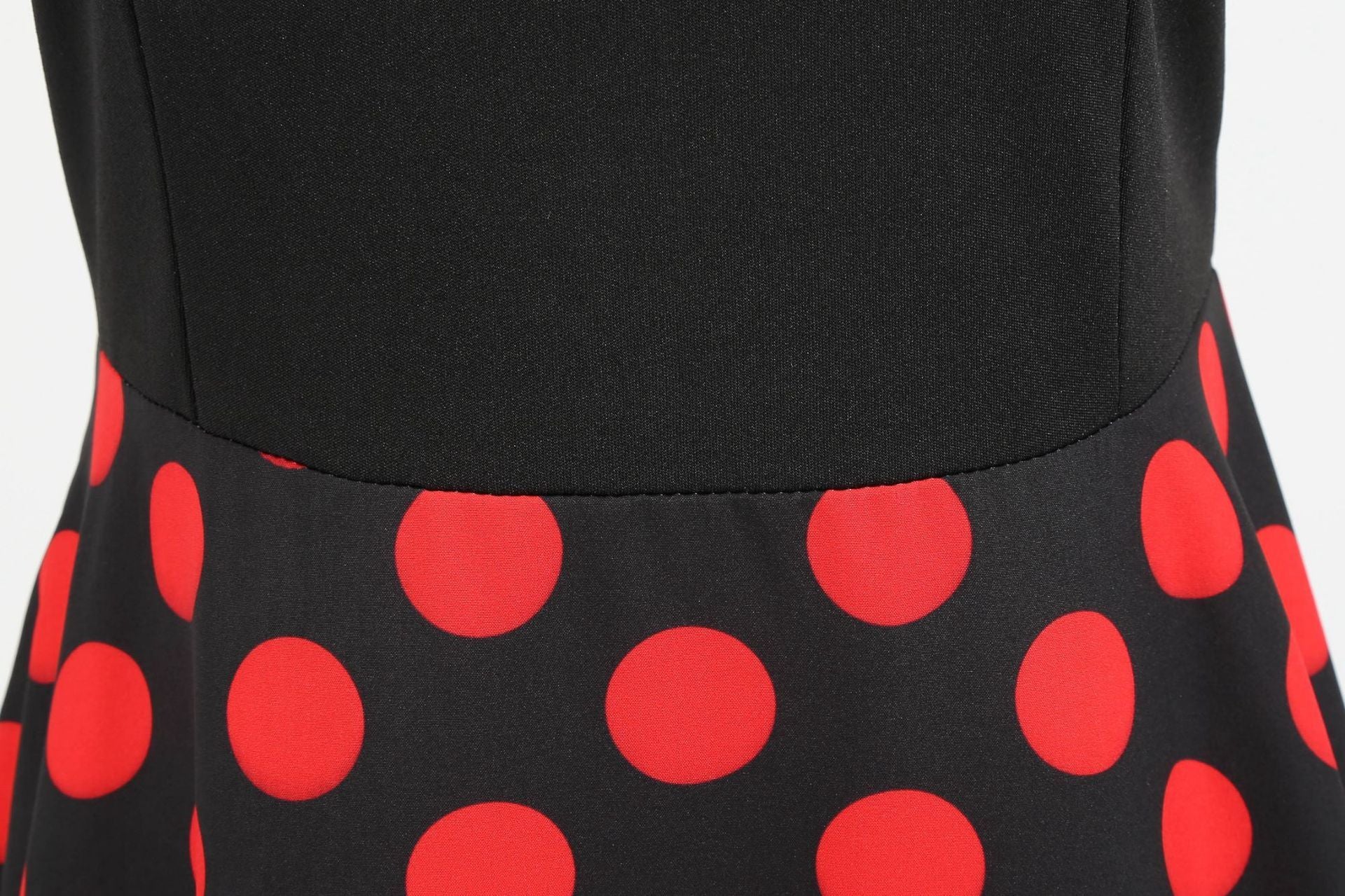 Womens 1950s Polka Dot Summer Dress Sleeveless V-Neck Elegant Vintage Party Dress Red