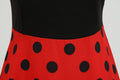 Womens 1950s Polka Dot Summer Dress Sleeveless V-Neck Elegant Vintage Party Dress Red Black