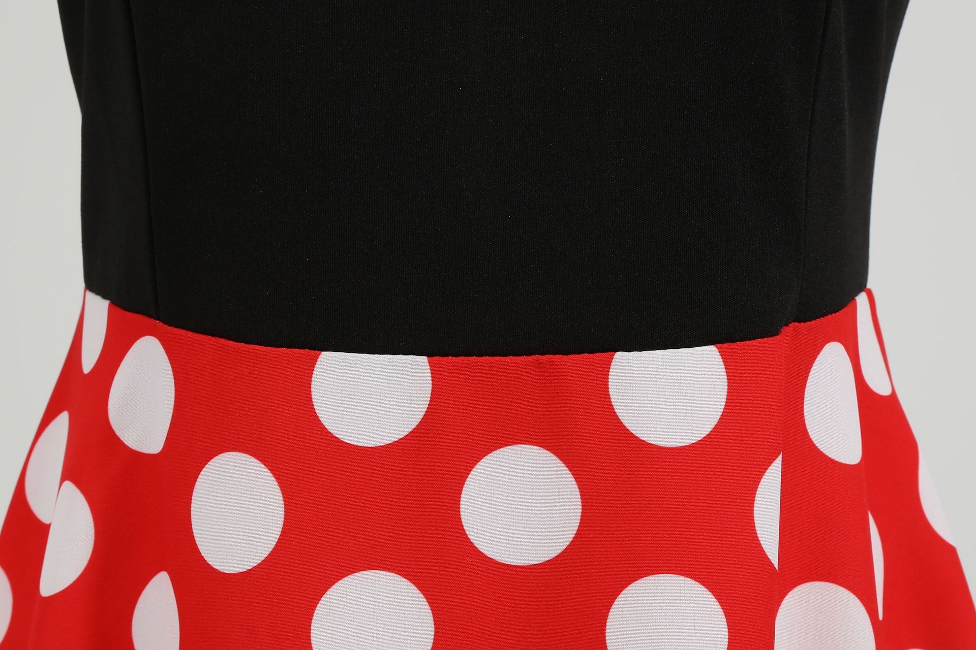 Womens 1950s Polka Dot Summer Dress Sleeveless V-Neck Elegant Vintage Party Dress Red White