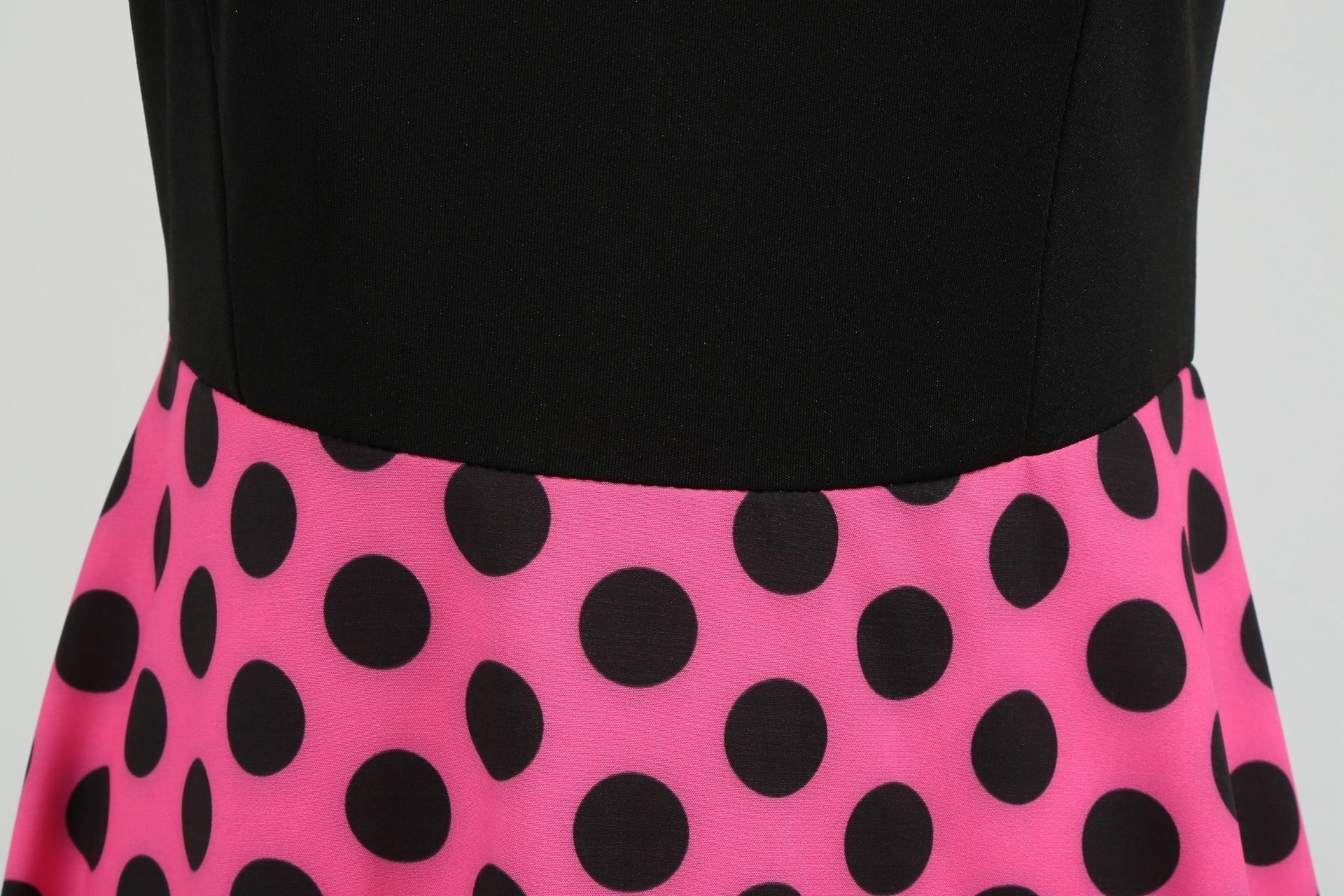 Womens 1950s Polka Dot Summer Dress Sleeveless V-Neck Elegant Vintage Party Dress Rose