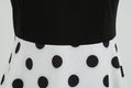 Womens 1950s Polka Dot Summer Dress Sleeveless V-Neck Elegant Vintage Party Dress White
