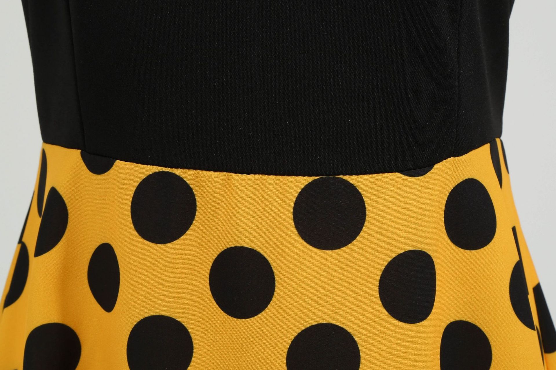 Womens 1950s Polka Dot Summer Dress Sleeveless V-Neck Elegant Vintage Party Dress Yellow