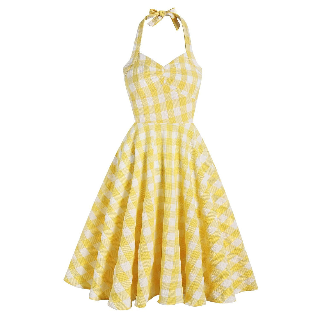 Womens 1950s Princess Cosplay Dress Halter Audrey Hepburn Costume Gown Yellow