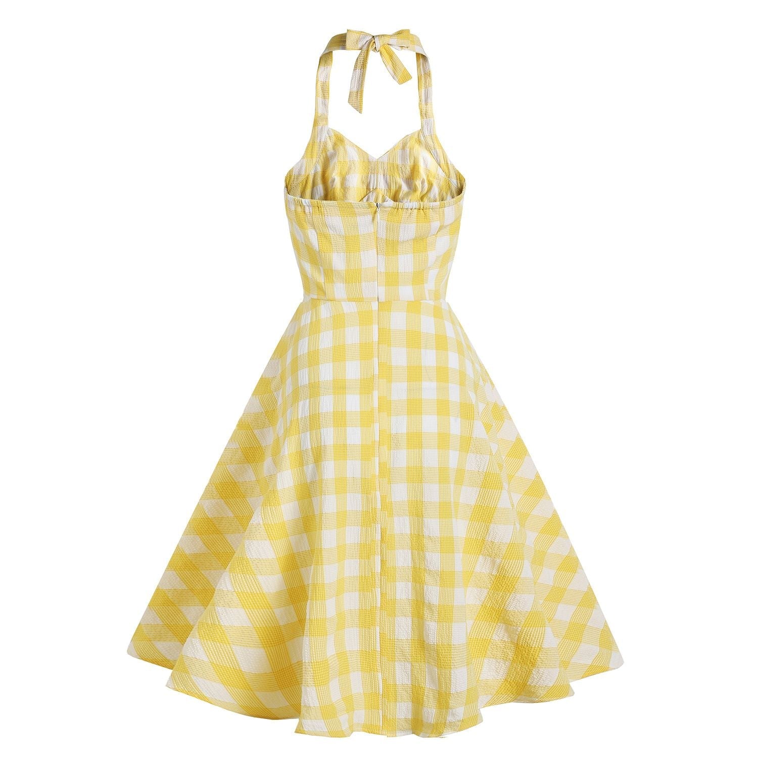 Womens 1950s Princess Cosplay Dress Halter Audrey Hepburn Costume Gown Yellow
