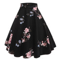 Womens 1950s Retro Lemon Vintage A-line Printed Pleated Flared Midi Skirt Peony