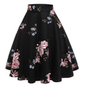 Womens 1950s Retro Lemon Vintage A-line Printed Pleated Flared Midi Skirt Peony